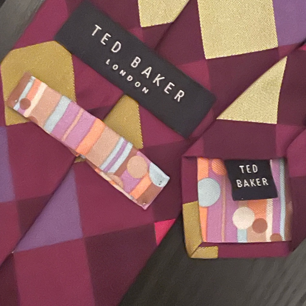 Ted Baker Silk Tie in Purple and Orange